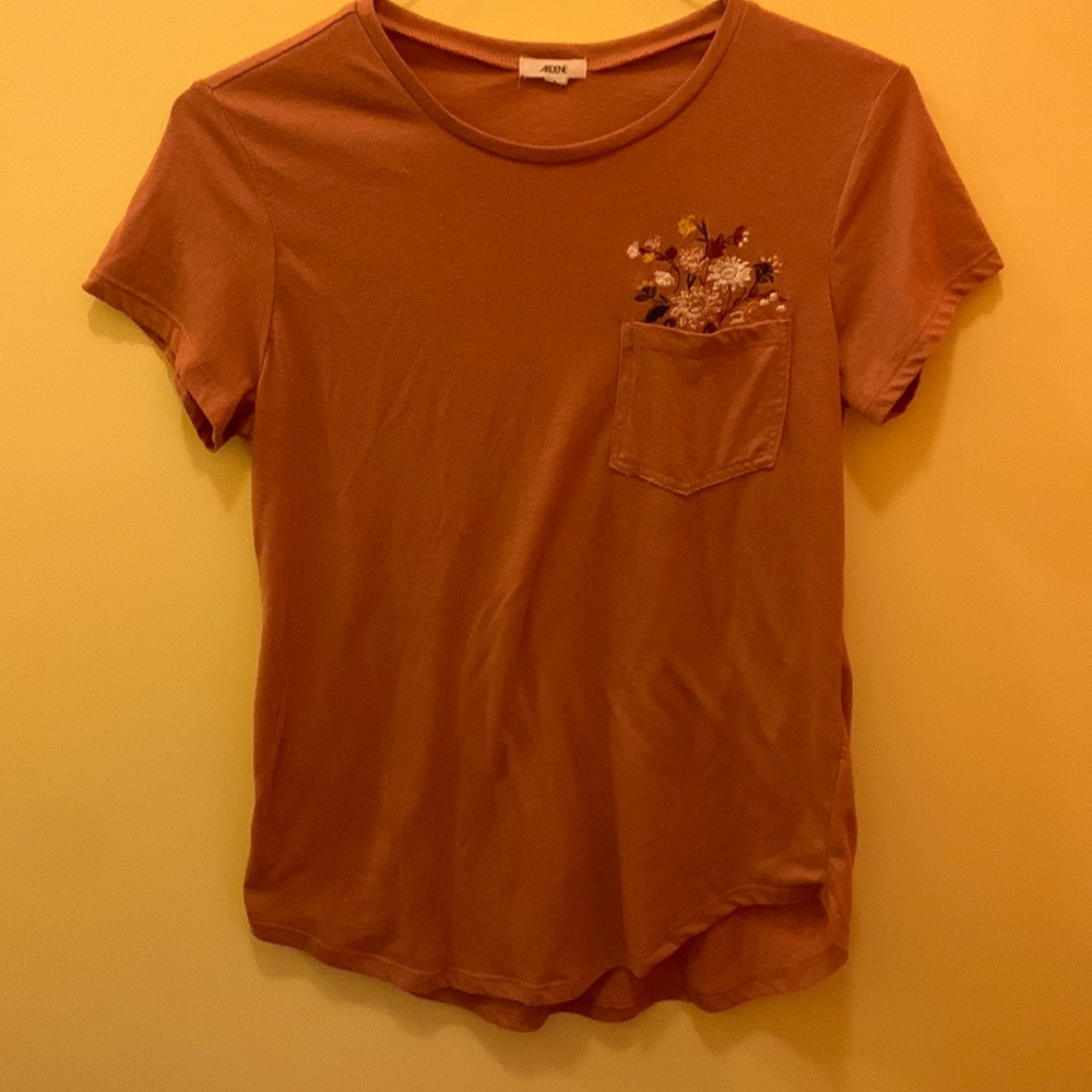 Ardene Floral Embroidered Pocket Tee